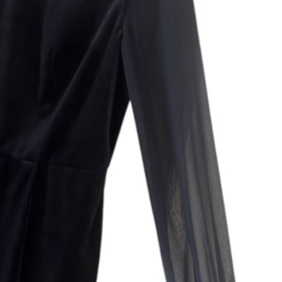 Ted Baker navy blue velvet sheer sleeves A-line flare skirt collar dress size 10 - Picture 9 of 12